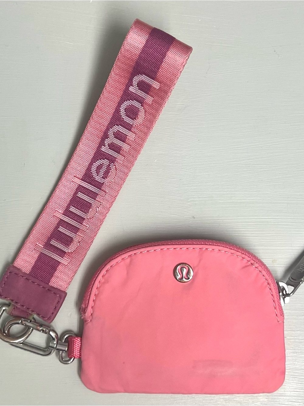 Lululemon Pink Detachable Keychain Wristlet Card Pouch